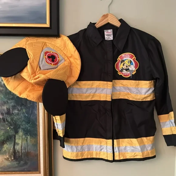 Disney Store Fireman Mickey Mouse Boys Kids Youth Halloween Costume M Medium - Picture 2 of 12